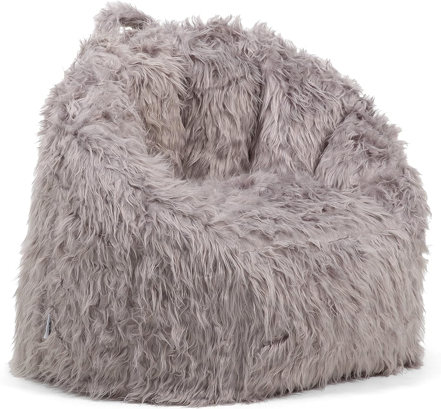 Big Joe Milano Bean Bag Chair. Gray Shag Fur. Soft Faux Fur. 2.5 feet
