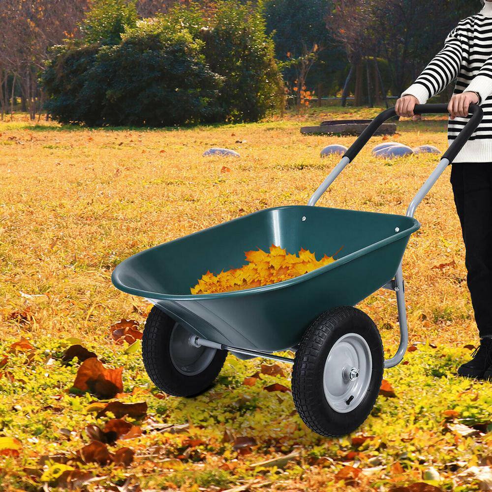 ANGELES HOME M35-8TL154GN 5 cu. ft. Plastic Garden Cart Wheelbarrow