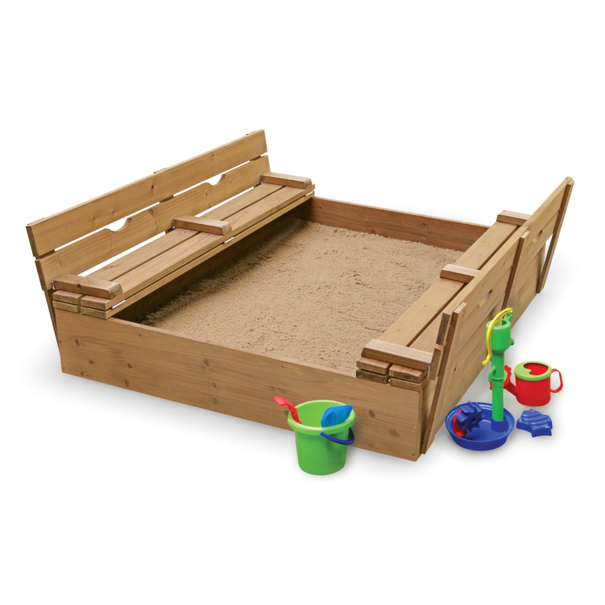 Badger Basket Covered Convertible Cedar Sandbox With Two Bench Seats