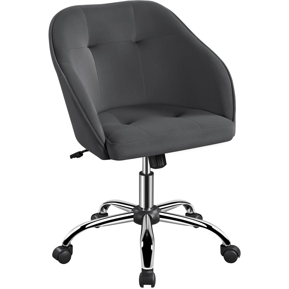 SMILE MART Modern Velvet Adjustable Swivel Office Chair. Gray