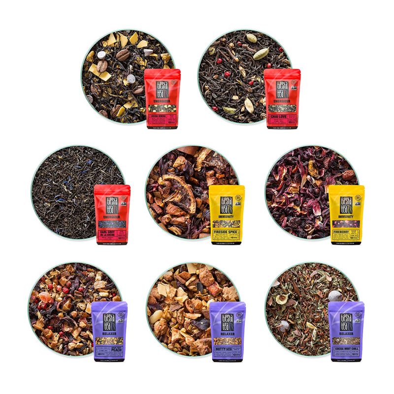 Tiesta Tea. Holiday Tea Sampler. 8 x 1 oz Pouches. 8 Pack