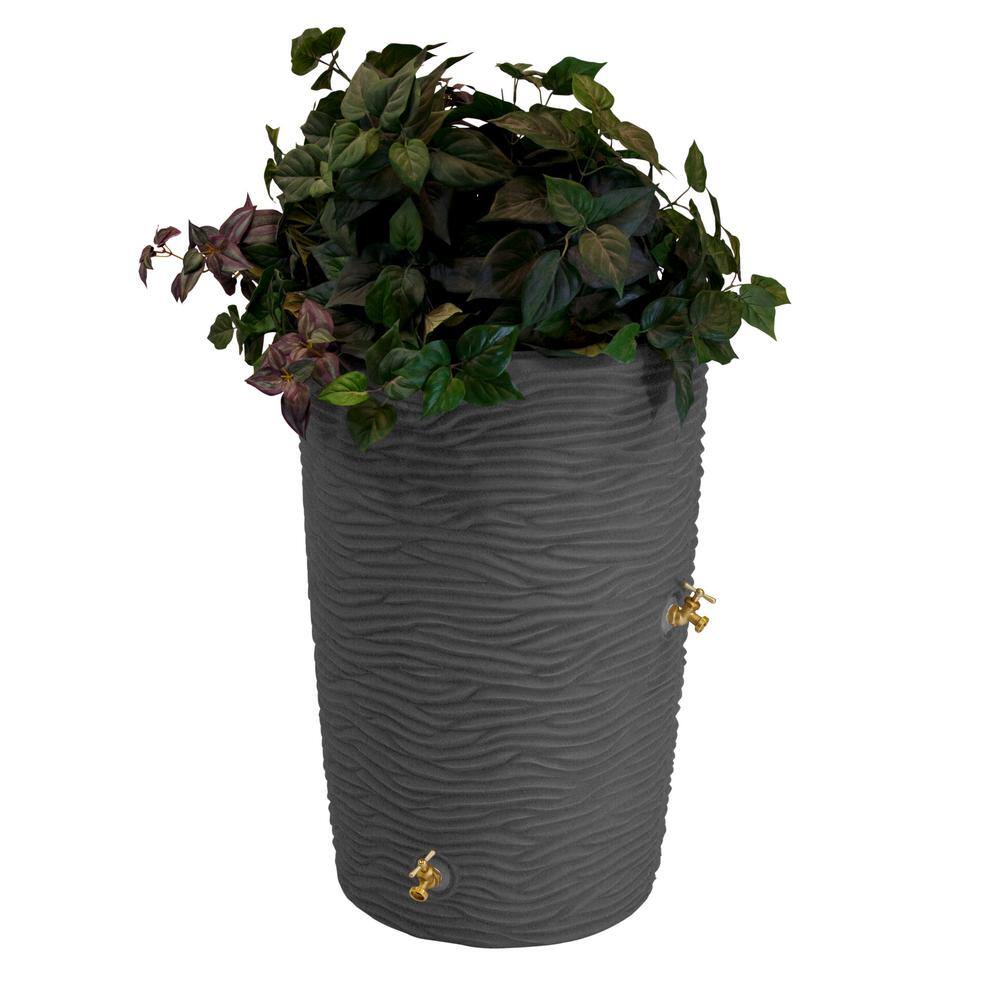 Good Ideas IMP-L50-DAR Impressions Palm 50 Gal. Dark Granite Rain Barrel