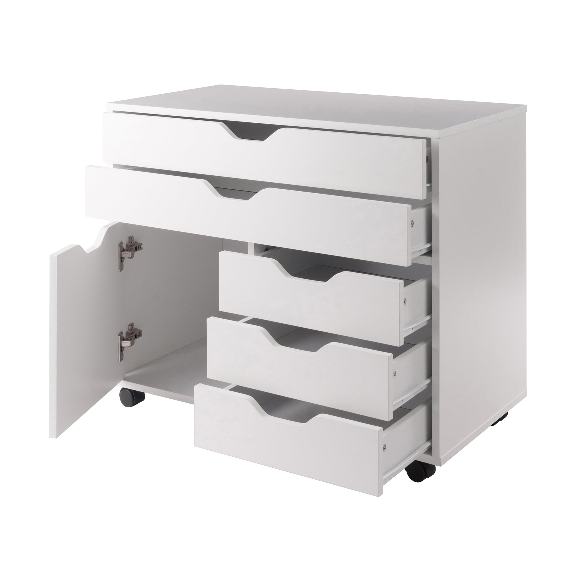 Winsome 3-Section Mobile Storage Cabinet. White Finish
