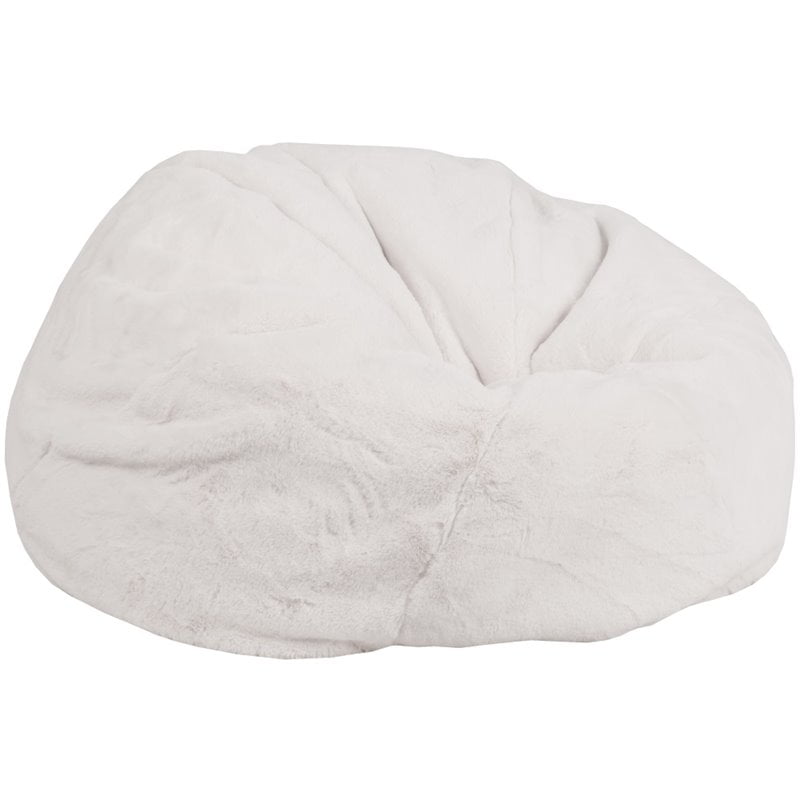 Flash Furniture Duncan Oversized Furry Bean Bag Chair. White