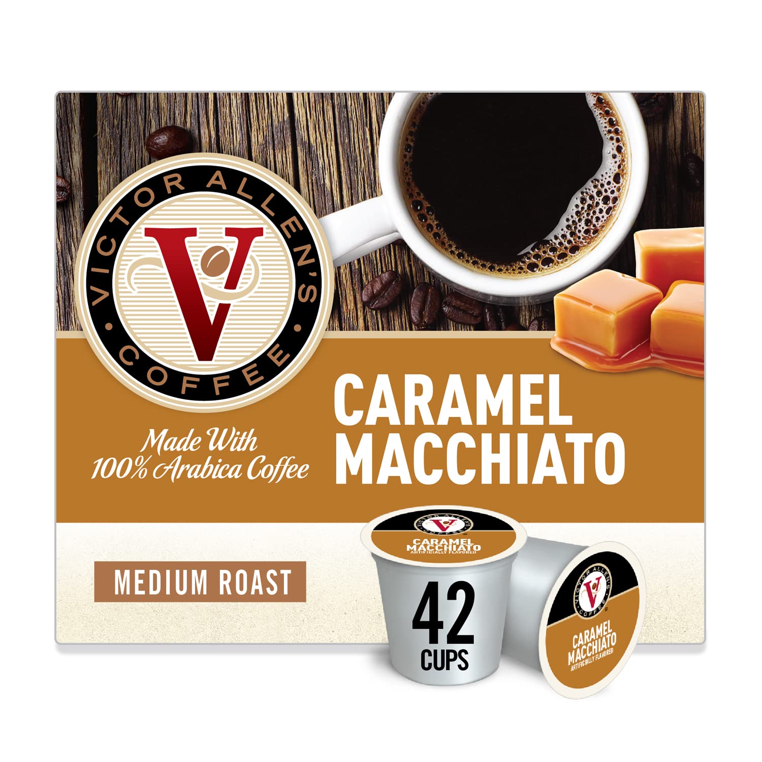 Victor Allen's Caramel Macchiato for K-Cup® Keurig 2.0® Brewers. 42 Count. Victor Allen's Coffee® Medium Roast Single Serve Coffee Pods