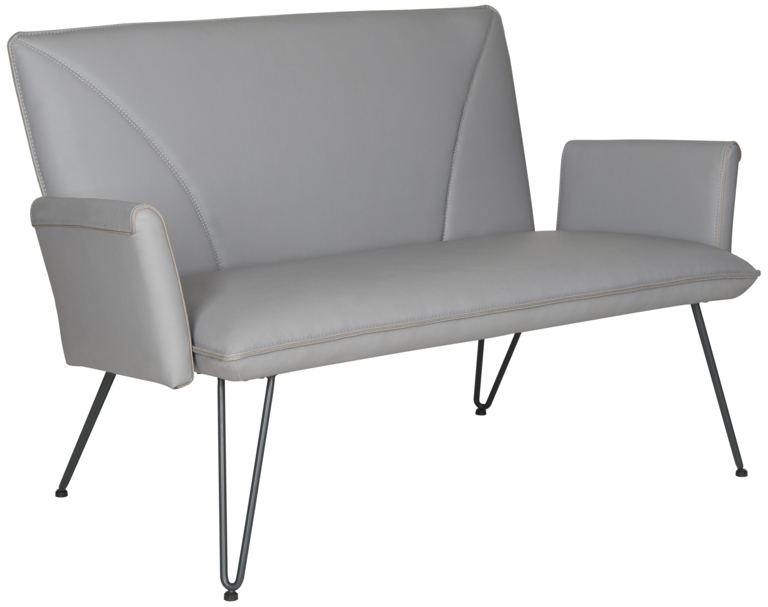 Safavieh Johannes Mid-Century Retro Modern Leather Settee. Grey/Black