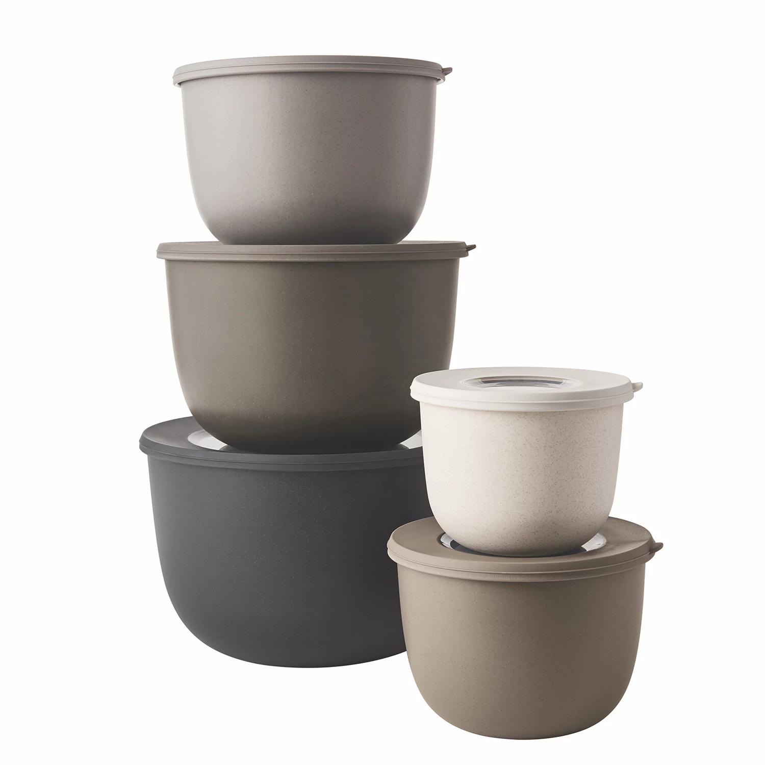 Member-s Mark 10-Piece Break-resistant Wheat Straw Mixing Bowls. 5 Bowls + 5 Lids. Gray