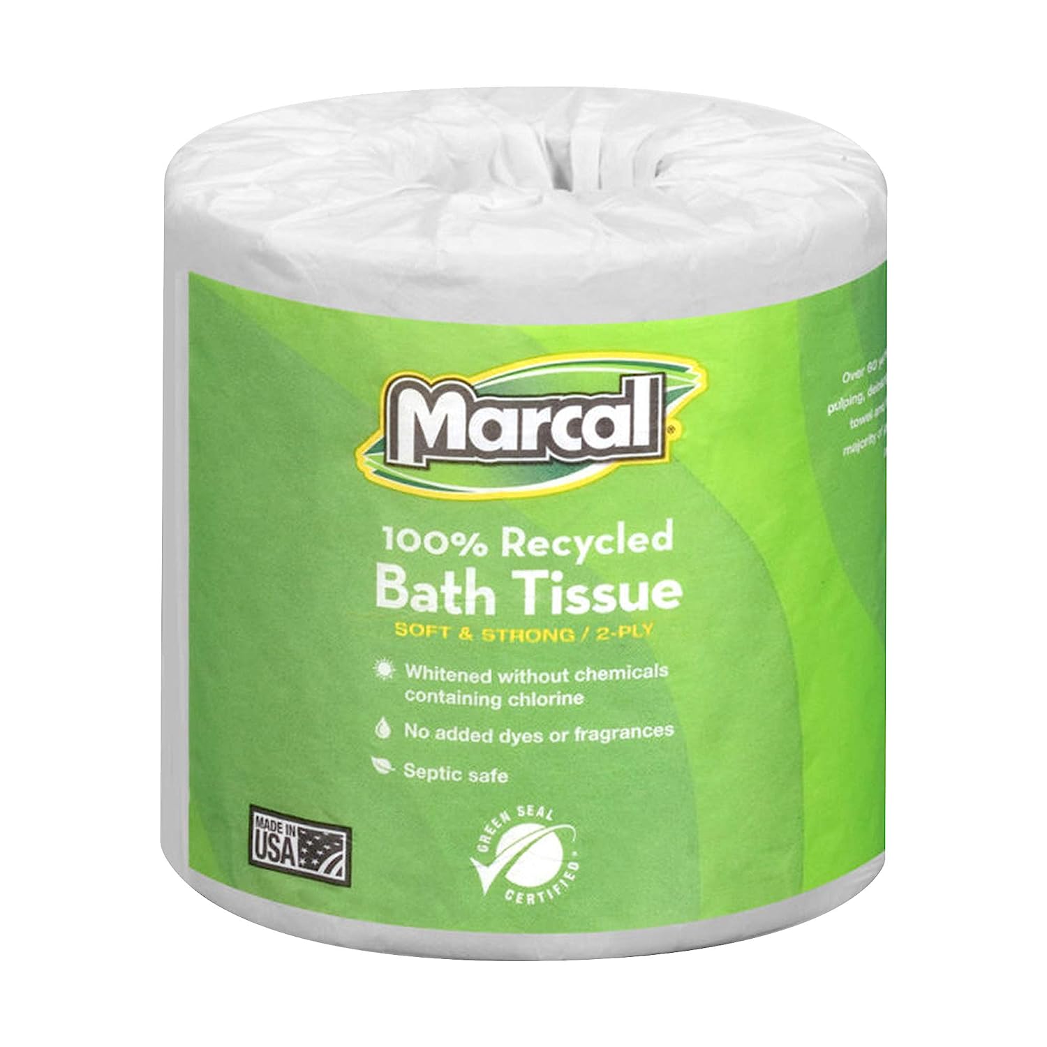 Marcal - MRC6079 Toilet Paper 100% Recycled - 2 Ply White Bath Tissue. 336 Sheets Per Roll - 48 Rolls per Case Green Seal Certified Toilet Paper 06079
