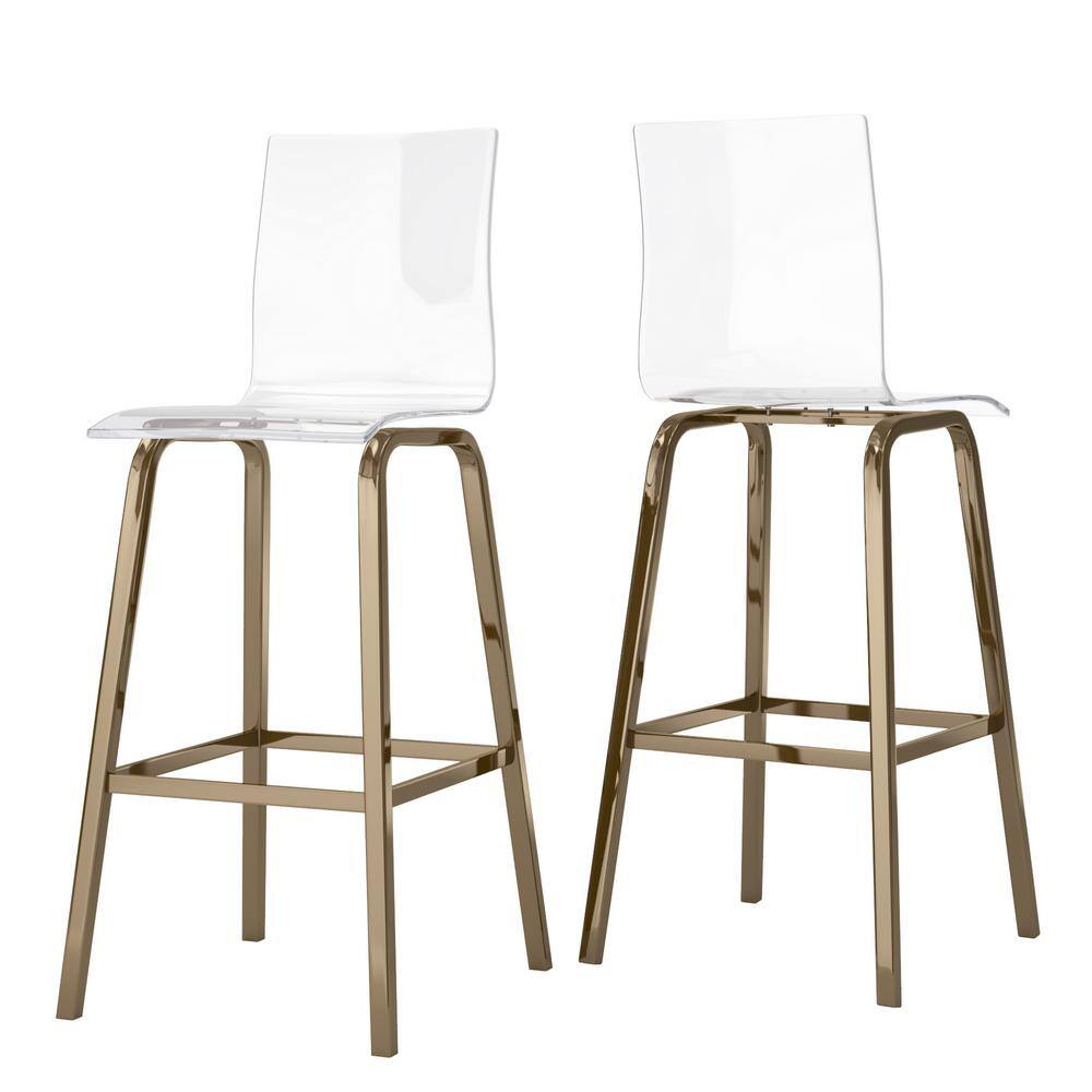 HomeSullivan  43.25 in Gold Acrylic Swivel High Back Bar Metal Stools (Set 2)