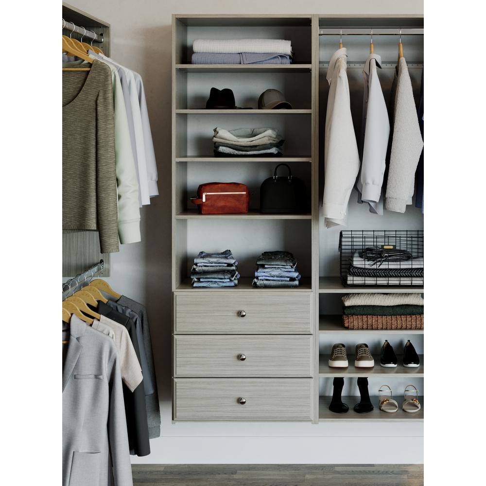 Closet Evolution GR56 Premier Essential 25 in. W Rustic Grey Wood Closet Tower