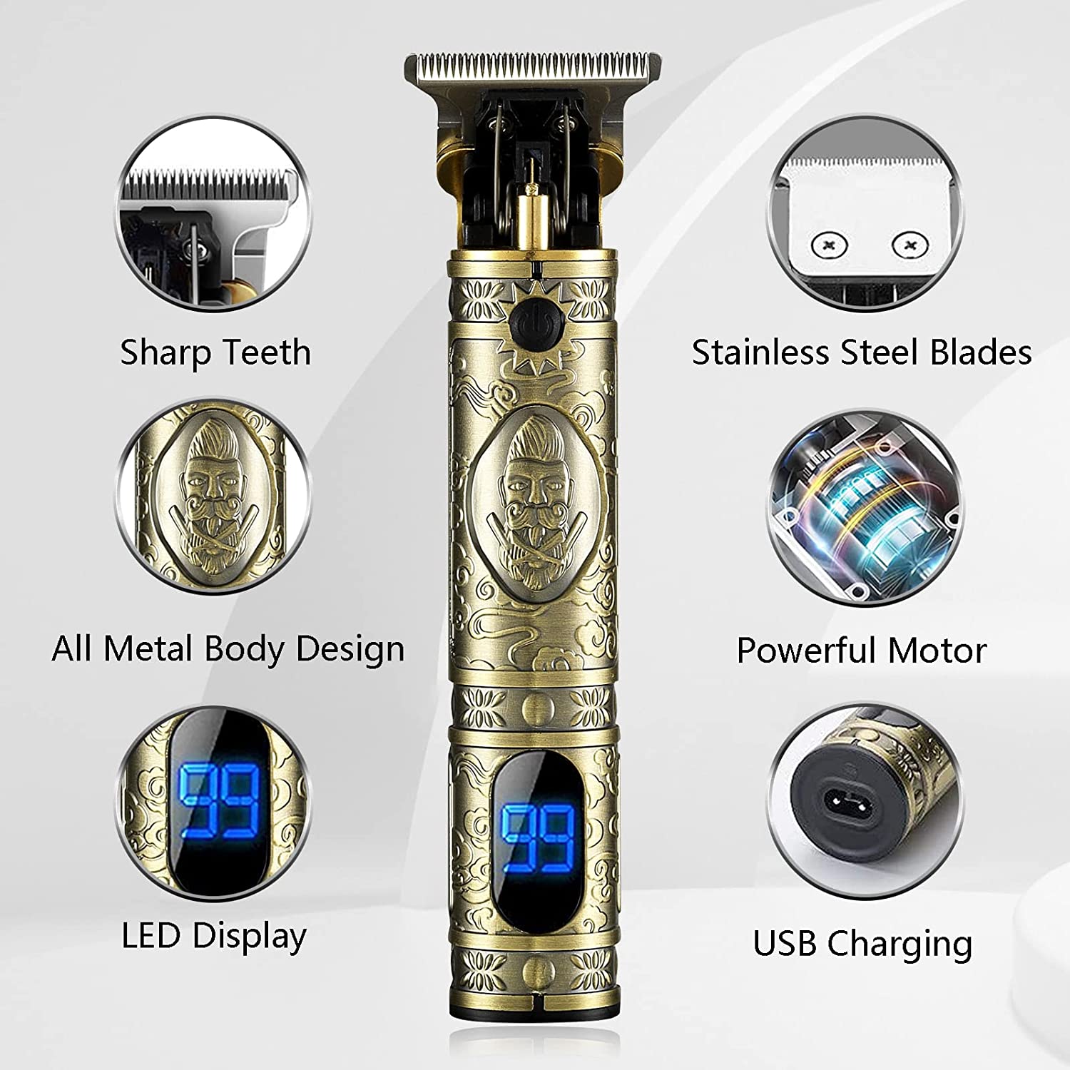 AMULISS Professional Mens Hair Clippers Zero Gapped Cordless Hair Trimmer Professional Haircut & Grooming Kit for Men Rechargeable LED Display