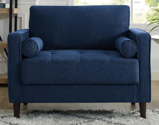 Lifestyle Solutions Lillith Mid Century Modern Chair in Navy Blue