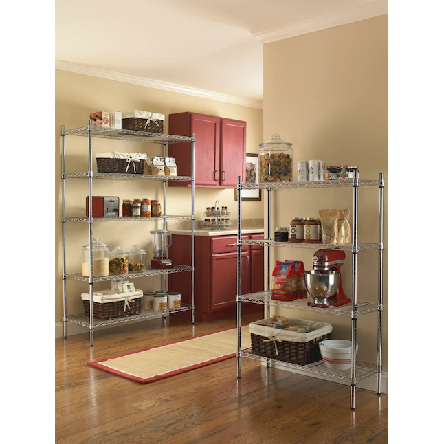 Style Selections LC4HC-R Steel 4-Tier Utility Shelving Unit (35.7-in W x 14-in D x 53-in H)