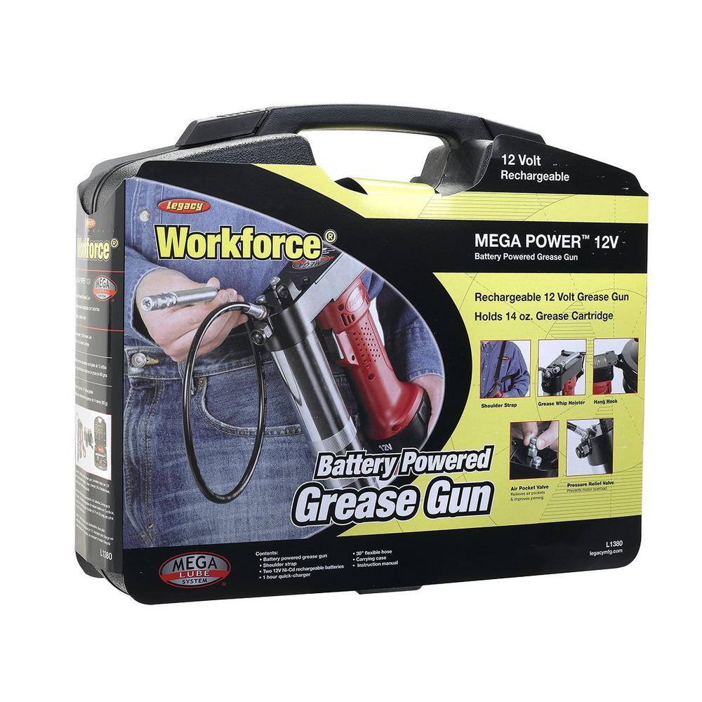 Workforce L1380 12-Volt Cordless Grease Gun Kit with 2-Rechargable Battery