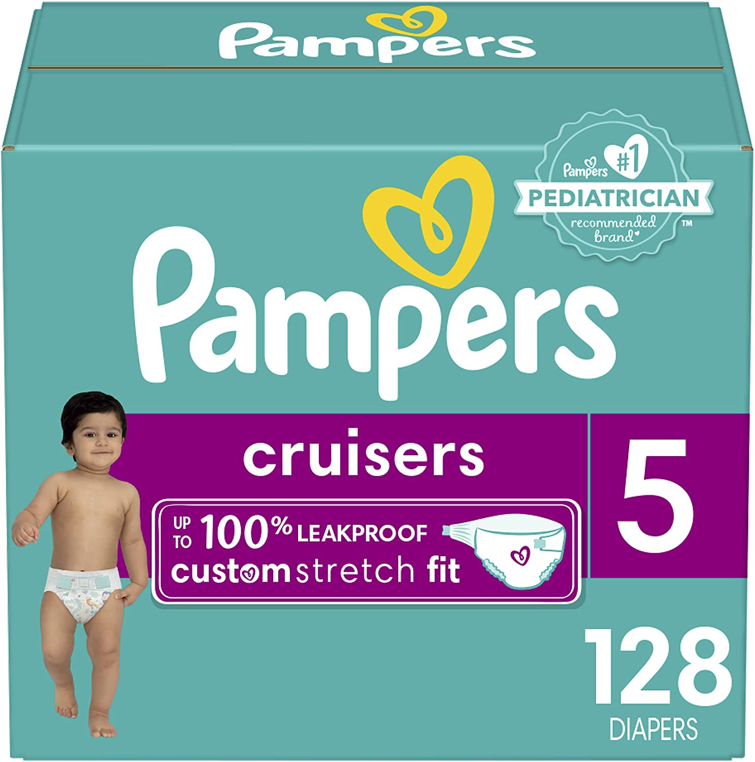 Diapers Size 5. 128 Count - Pampers Cruisers Disposable Baby Diapers