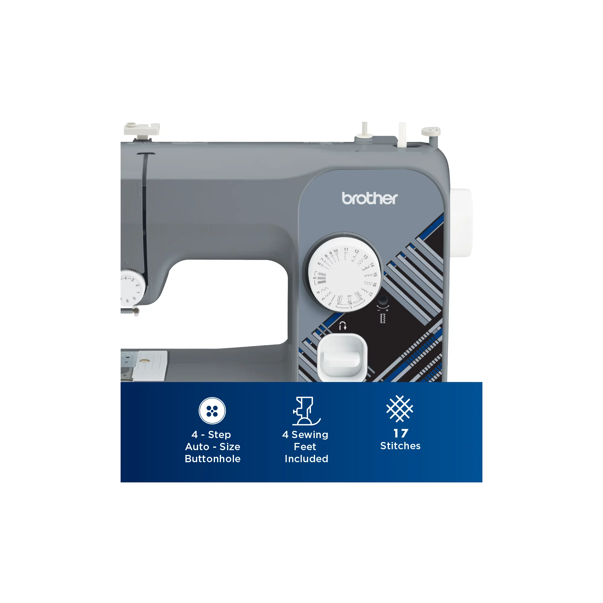 Brother LX3817G 17-Stitch Portable Full-Size Sewing Machine. Grey