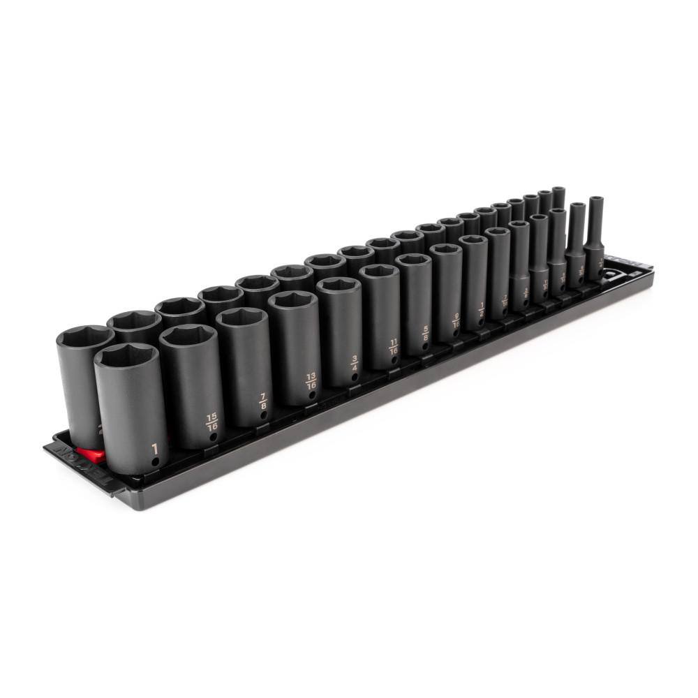TEKTON SID91203 3/8 in. Drive Deep 6-Point Impact Socket Set. 34-Piece (1/4-1 in. 6 mm - 24 mm)