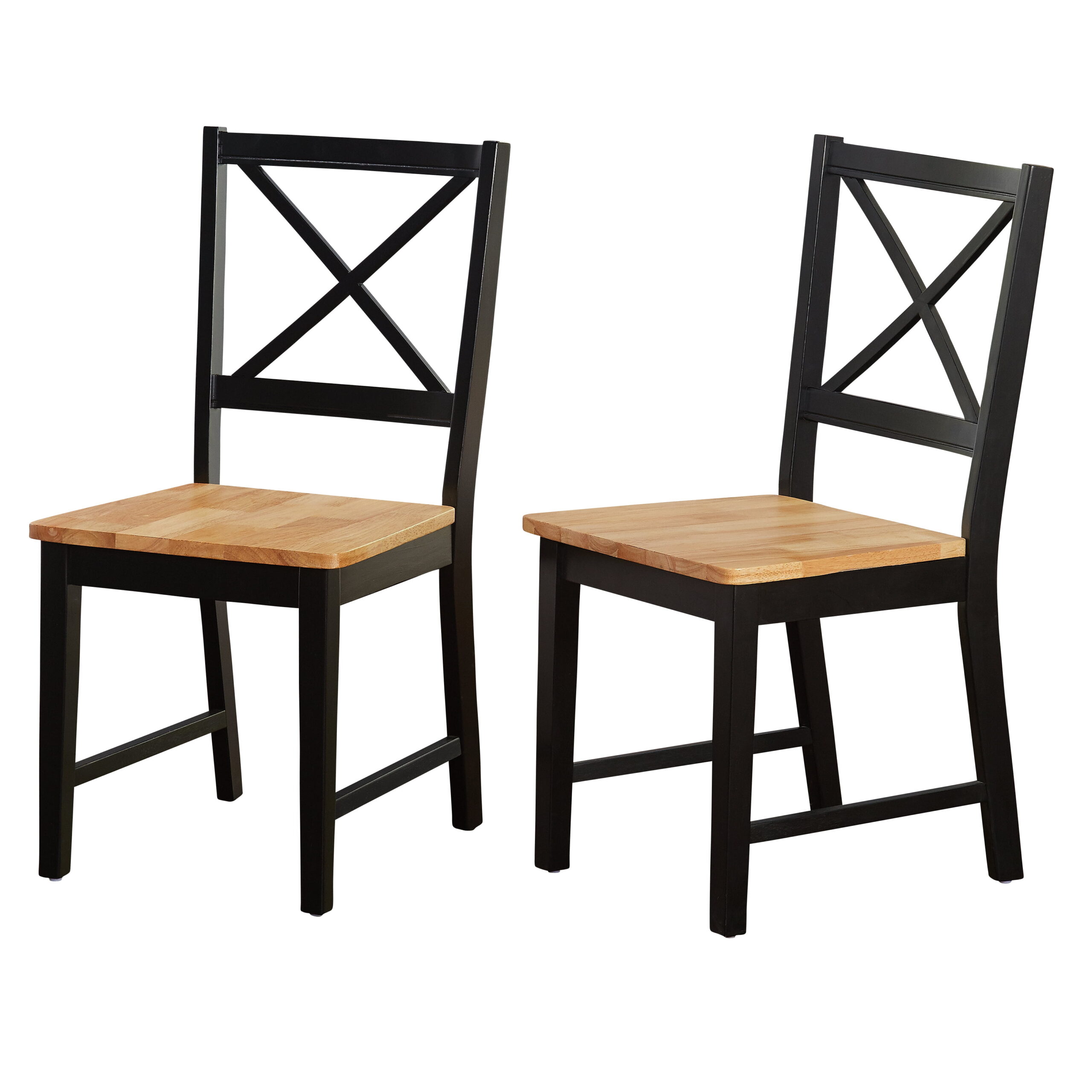 Virginia Cross-Back Chair. Black and Natural. Set of 2