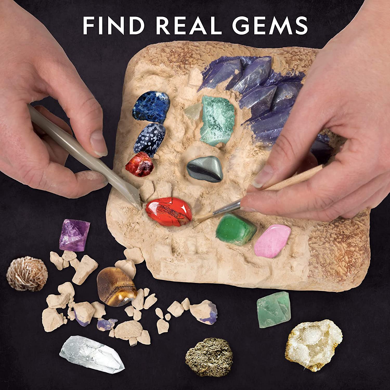 NATIONAL GEOGRAPHIC Mega Gemstone Dig Kit – Dig Up 15 Real Gems. Gemstones