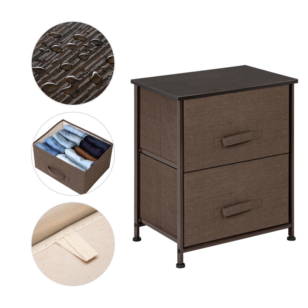 Zimtown Nightstand with 2 Drawers - Bedside Furniture & Accent End Table Chest Brown