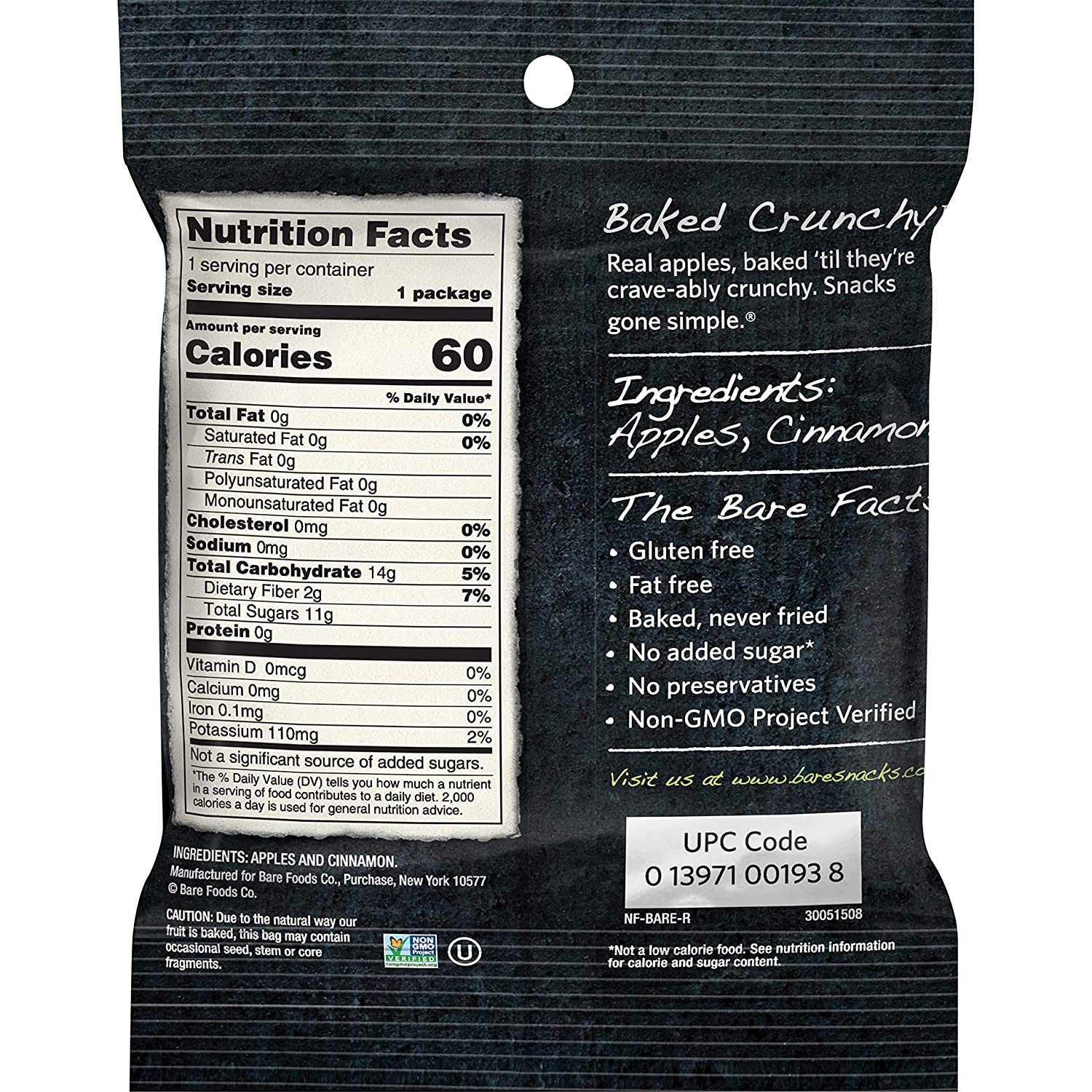 Bare Baked Crunchy Apples. Cinnamon. 0.53oz (16 Count)