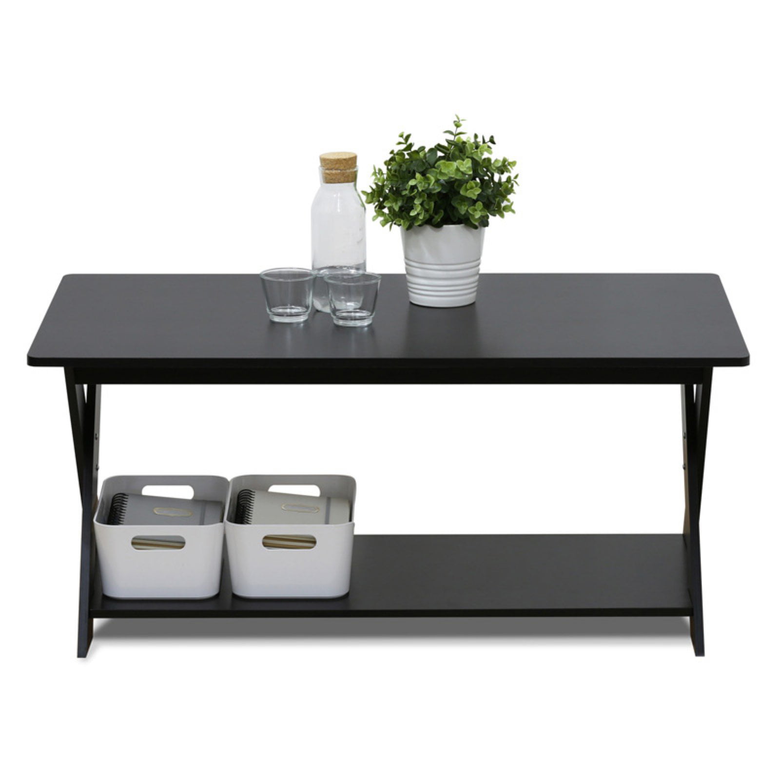 Furinno Modern Simplistic Criss-Crossed Coffee Table. Espresso