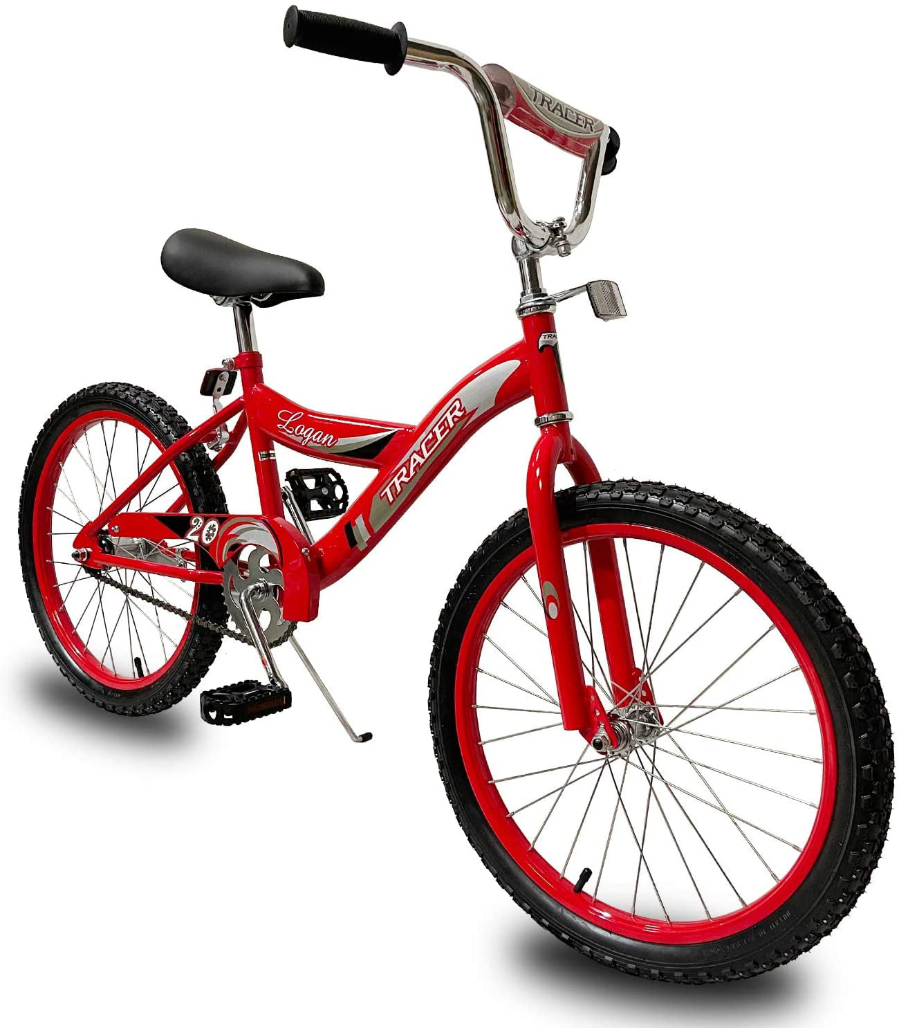 WonderWheels 20″ BMX S-Type Frame Bicycle Coaster Brake One Piece Crank Chrome Rims Black Tire Kid-s Bike - Red