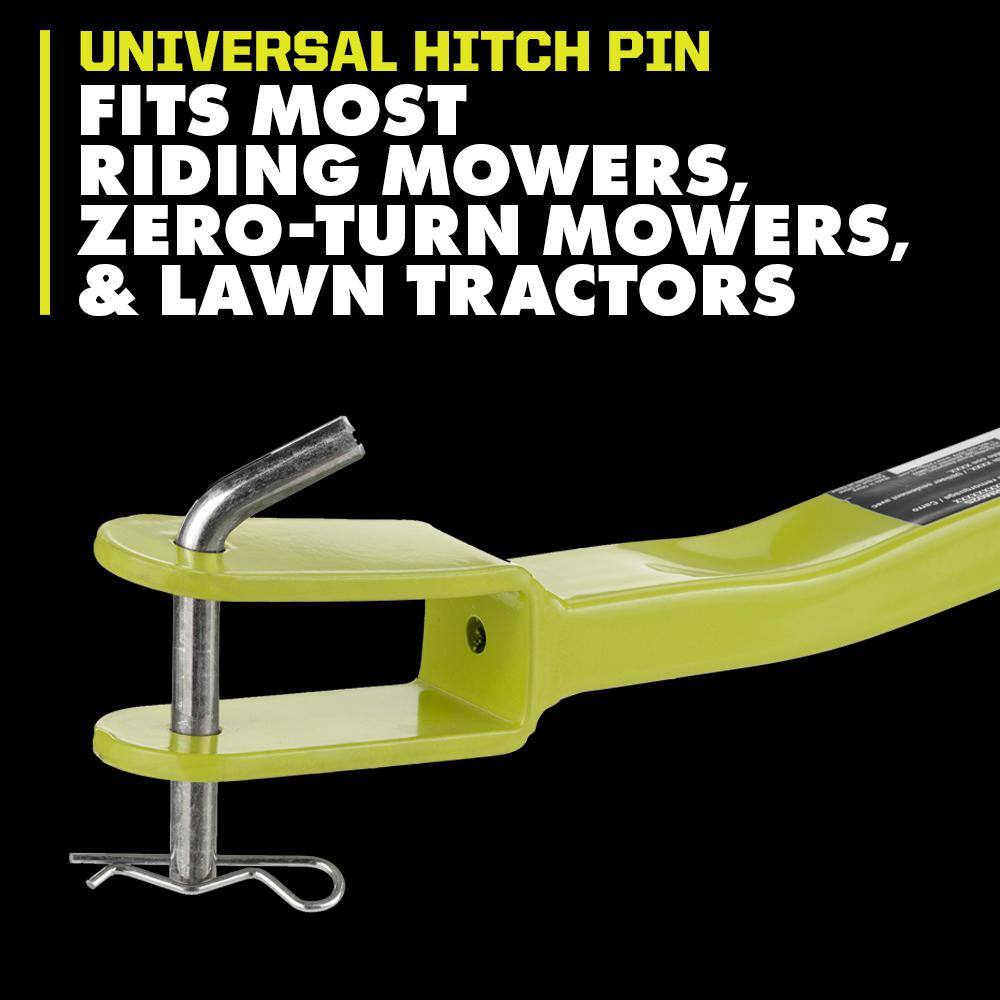 RYOBI ACRM025 500 lb. 7.5 cu. ft. Tow-Behind Utility Dump Cart with Universal Hitch for Riding Mower. Lawn Tractor & Zero Turn Mower