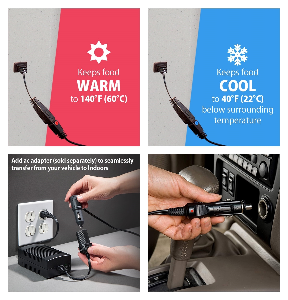 Slim Compact P20 Thermoelectric Iceless 12V Cooler Warmer. 17L / 18 qt Portable Travel Fridge. Grey and White. Made in North America