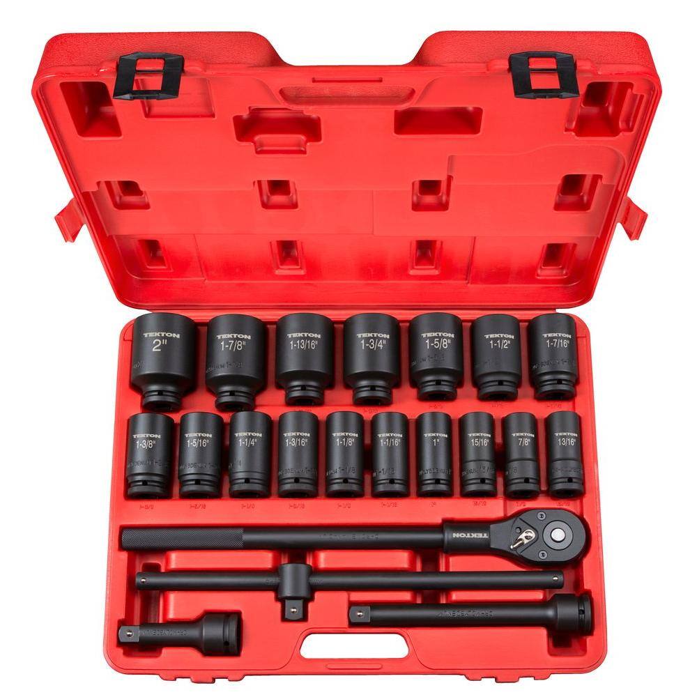 TEKTON 48995 3/4 in. Drive 7/8-2 in. 6-Point Deep Impact Socket Set (22-Piece)