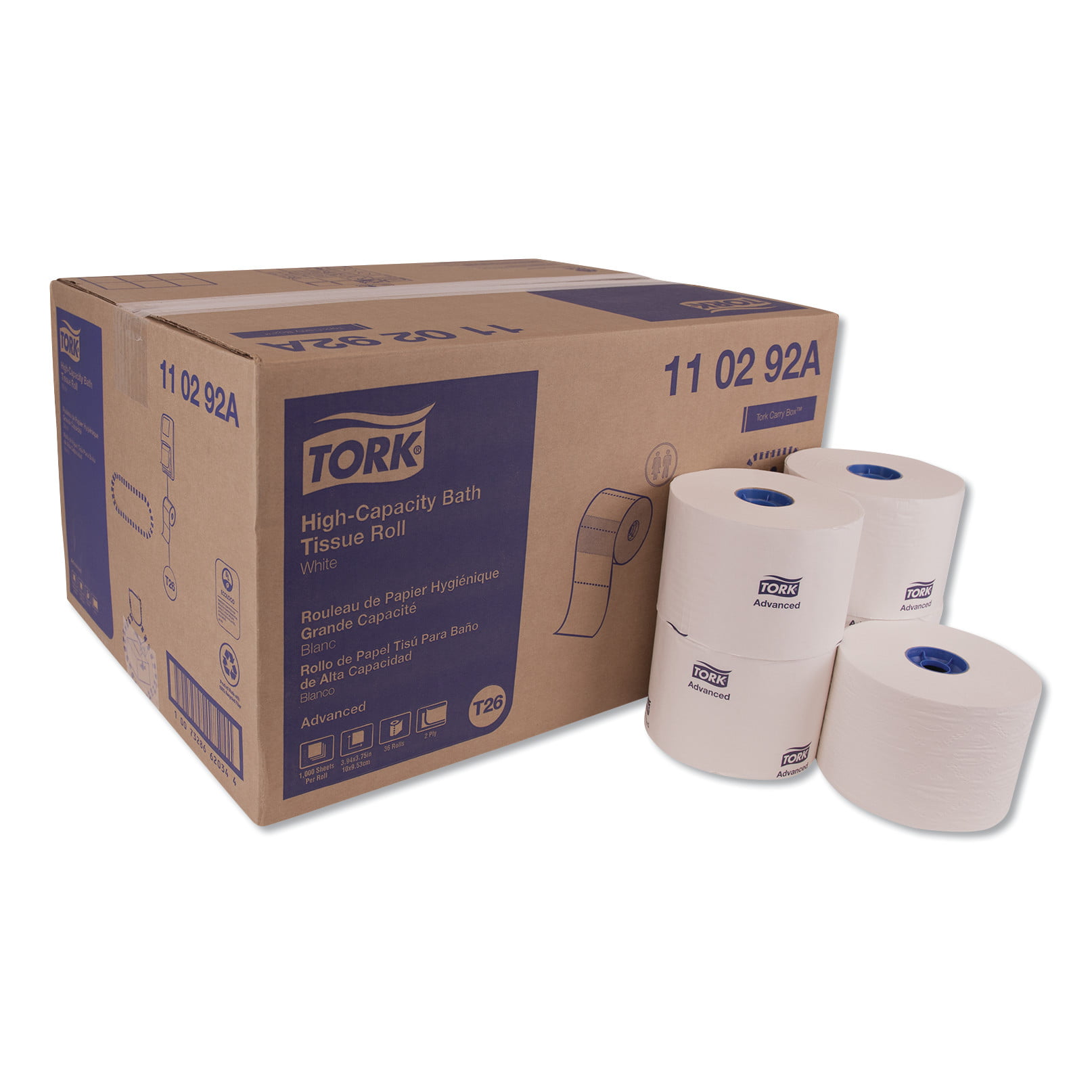 Tork Advanced High Capacity Toilet Paper. Septic Safe. 2-Ply. White. 1.000 Sheets/Roll. 36/Carton -TRK110292A