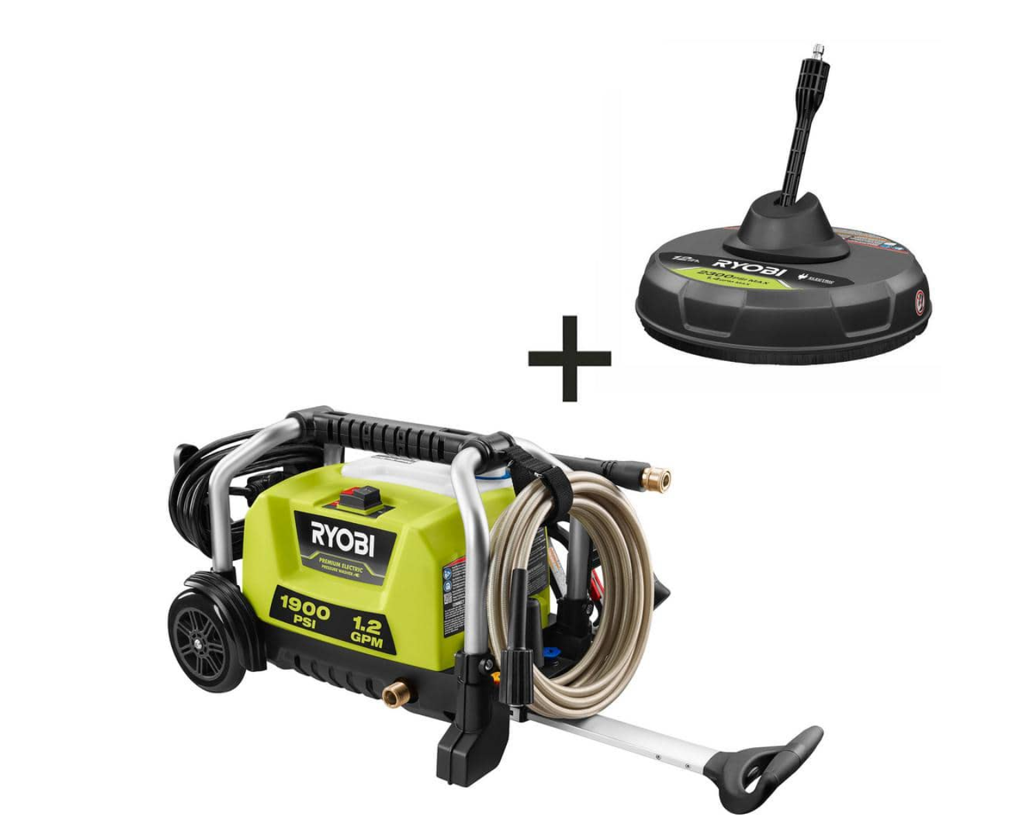 RYOBI RY1419MTVNM-SC 1900 PSI 1.2 GPM Cold Water Wheeled Electric Pressure Washer with 12 in. Surface Cleaner