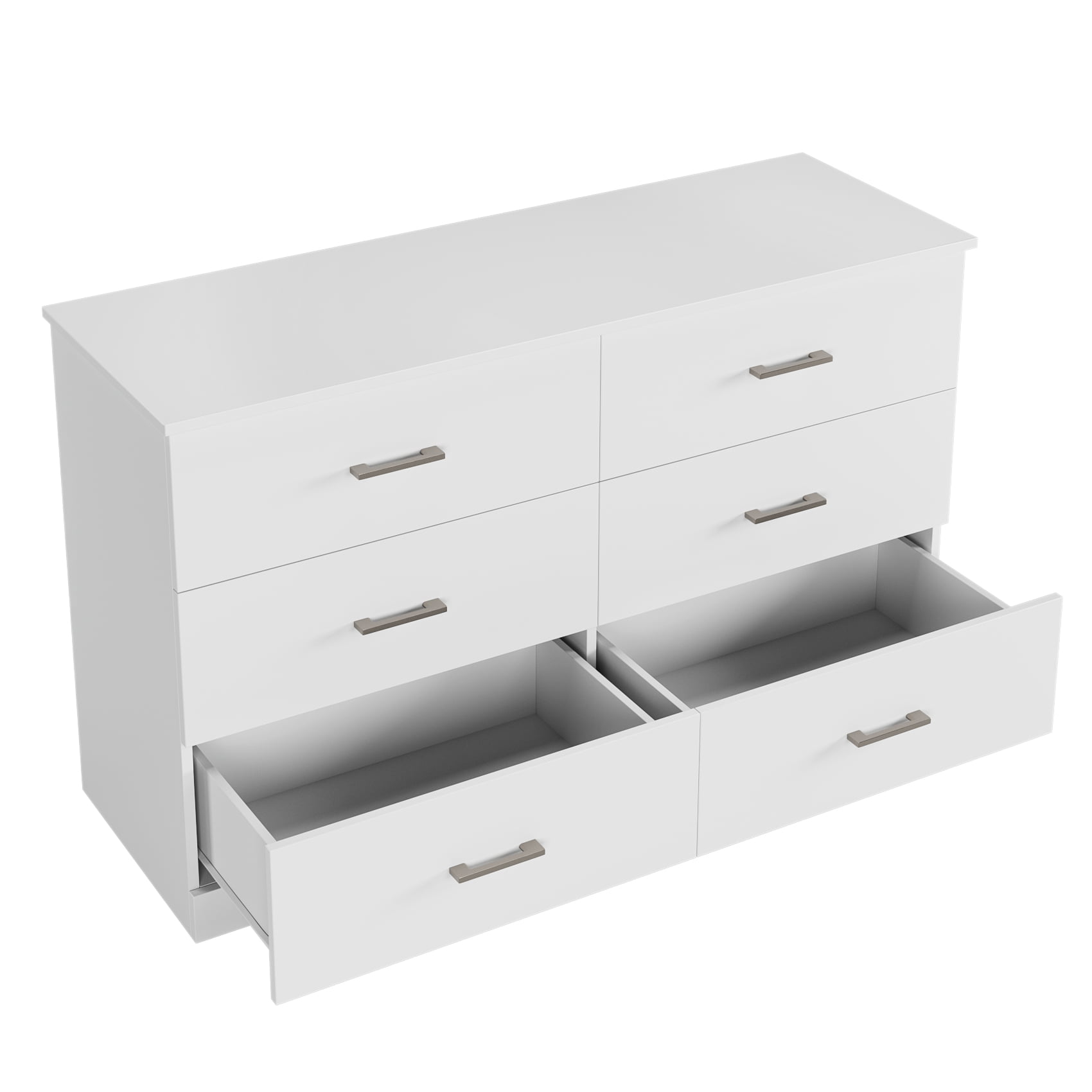 Homfa 6 Drawer White Double Dresser. Wood Storage Cabinet with Easy Pull Out Handles for Living Room. Chest of Drawers for Bedroom