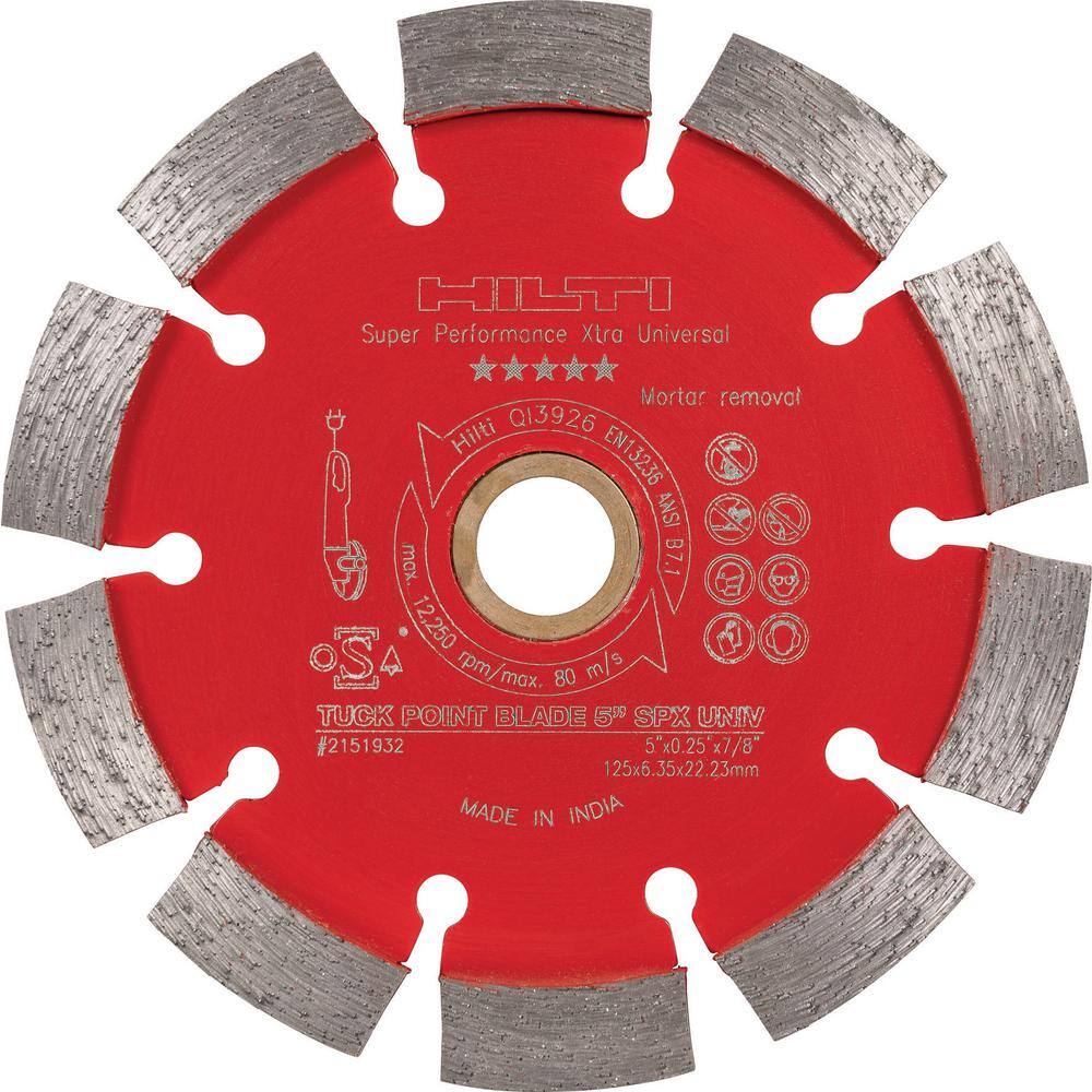 Hilti 2151934 5 in. Universal Diamond 10 Segment Sandwich Tuck Point Blade Super Performance (6-Pack)