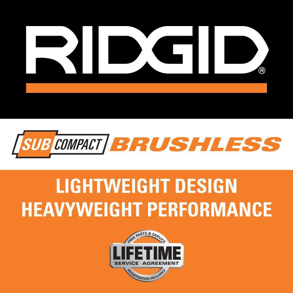 RIDGID  18V SubCompact Brushless Cordless 1/2 in. Drill/Driver Kit with (2) 2.0 Ah Batteries. Charger. and Tool Bag
