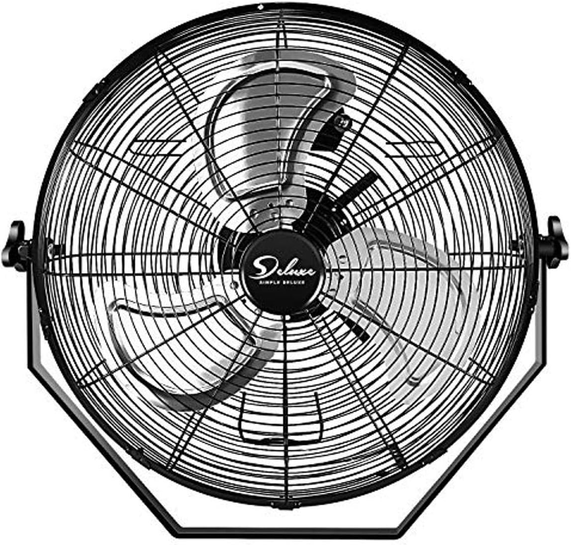 Simple Deluxe 18 Inch Industrial Wall Mount Fan. 3 Speed Commercial Ventilation Metal Fan for Warehouse. Greenhouse. Workshop. Patio. Factory and Basement - High Velocity