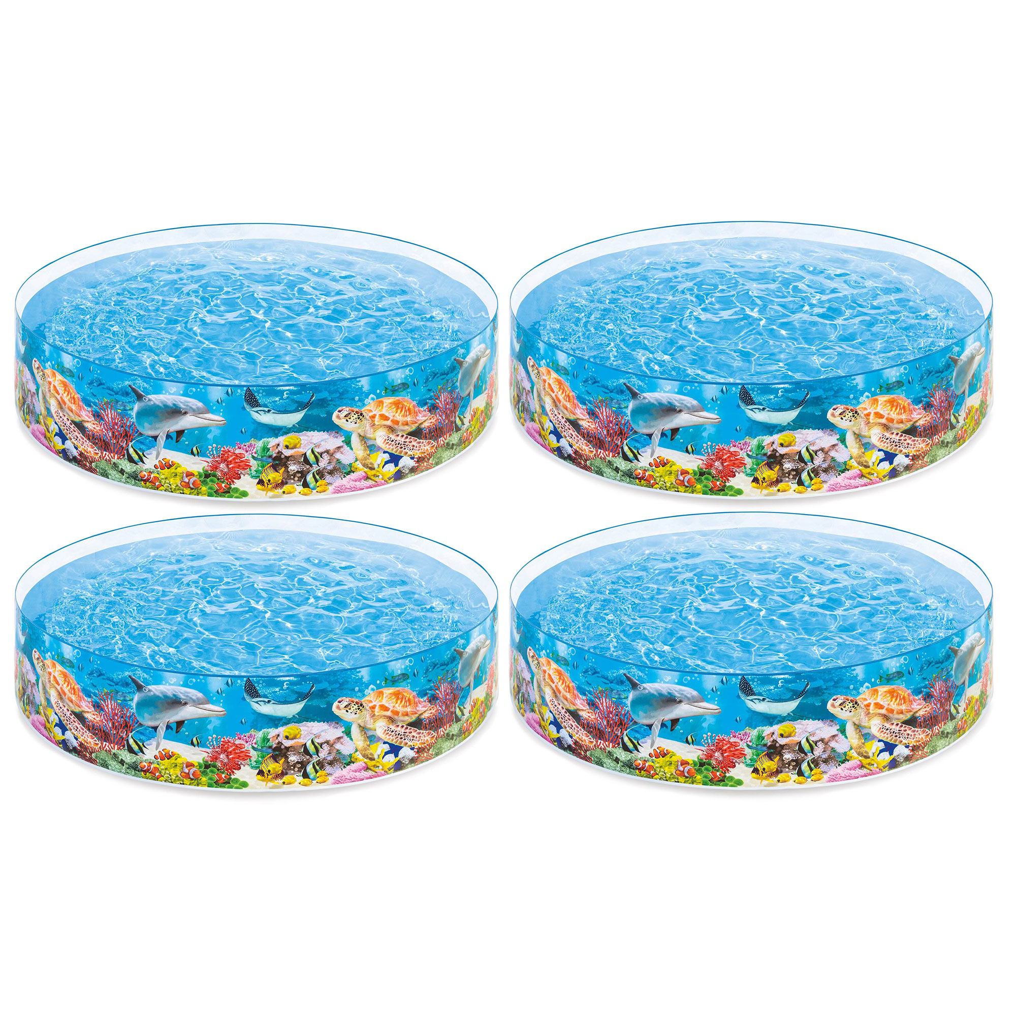 Intex 8ft x 8ft x 18in Deep Sea Blue Snapset Kids Instant Swimming Pool (4 Pack)