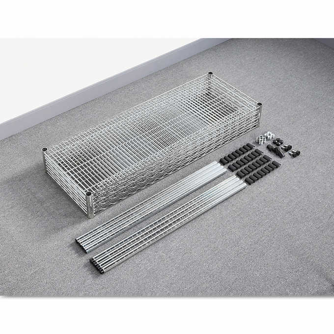 Alera ALESW503618BL Industrial Heavy-Duty Wire Shelving Starter Kit. 4-Shelf. 36w X 18d X 72h. Black