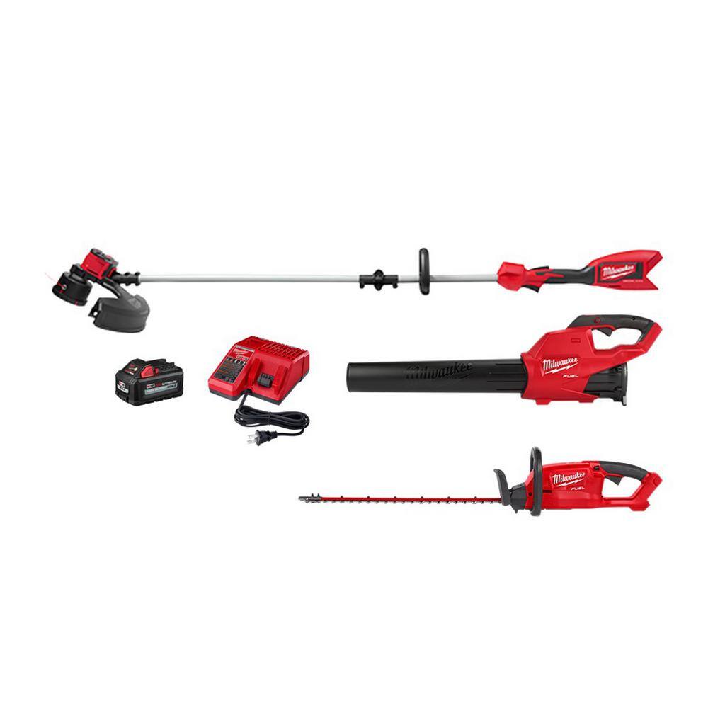 Milwaukee 2828-21-2724-20-2726-20 M18 18 V Lithium Ion Brushless Cordless String Trimmer. M18 FUEL Blower and M18 FUEL Hedge Trimmer 6.0Ah Kit 3 Tool