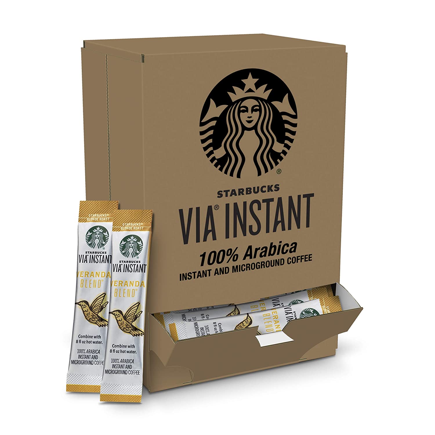 Starbucks VIA Instant Coffee Blonde Roast Packets Veranda Blend. 50 Count (Pack of 1)