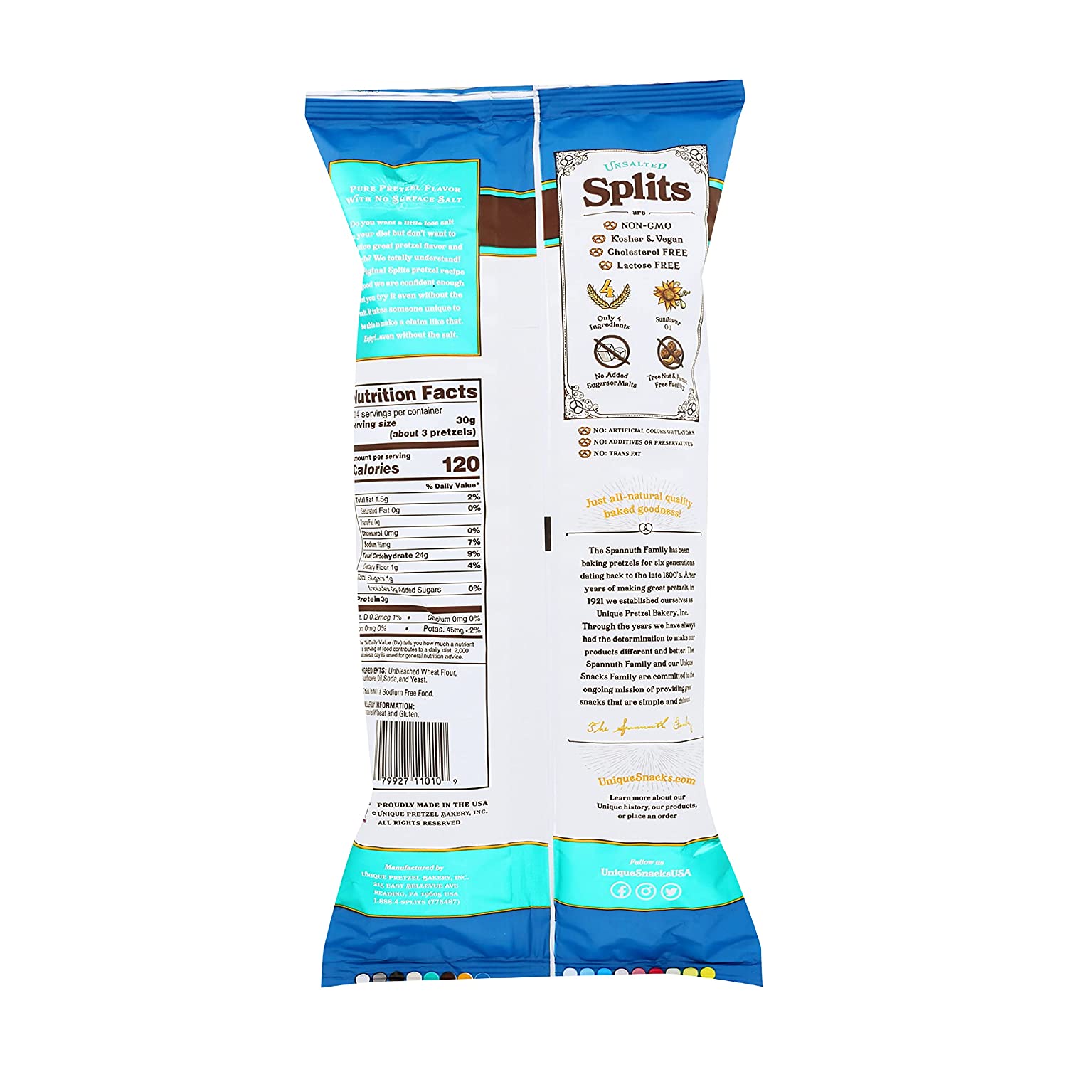 Unique Snacks Unsalted Splits. Delicious. Vegan. Homestyle Baked. Certified OU Kosher and Non-GMO. 11 Ounce Bag (Pack of 3)