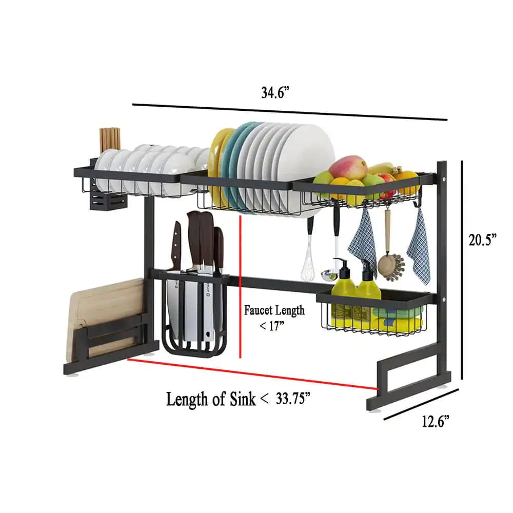 eModernDecor Avery 34.6 in. Stainless Steel Standing Dish Rack