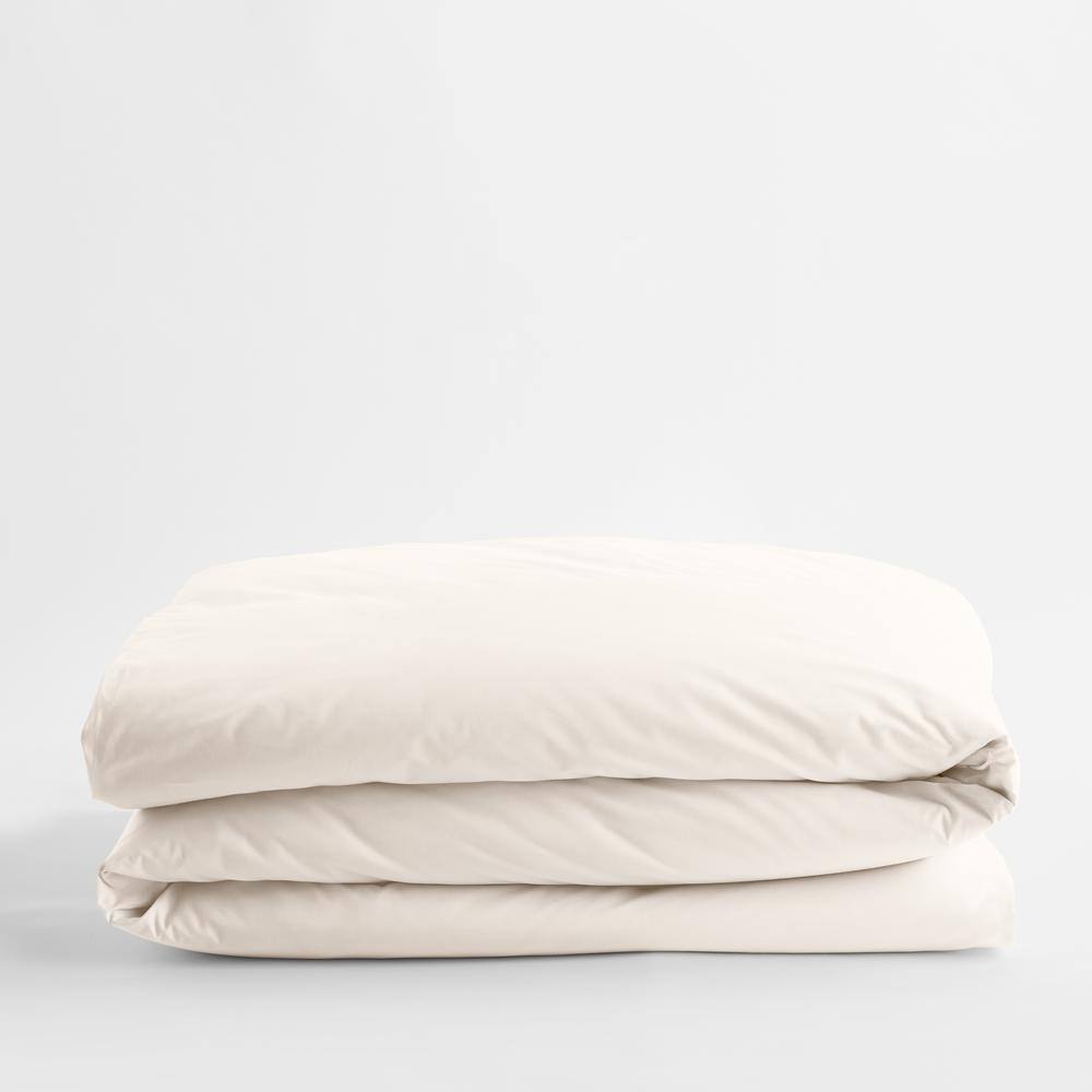 The Company Store  Company Cotton Ivory Solid 300-Thread Count Cotton Percale King Duvet Cover - Ivory