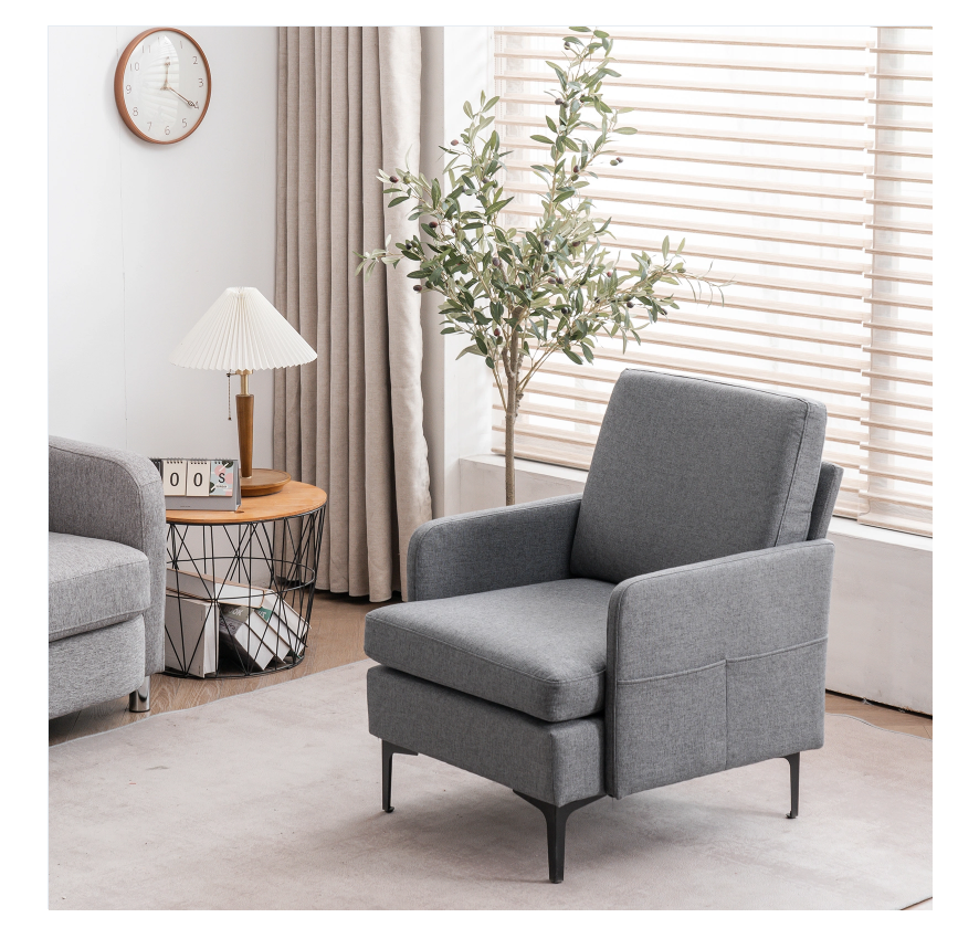 DISCOUNTTODAY  FCH Lounge Chair. Comfy Single Sofa Accent Chair for Bedroom Living Room Guestroom. Dark Grey
