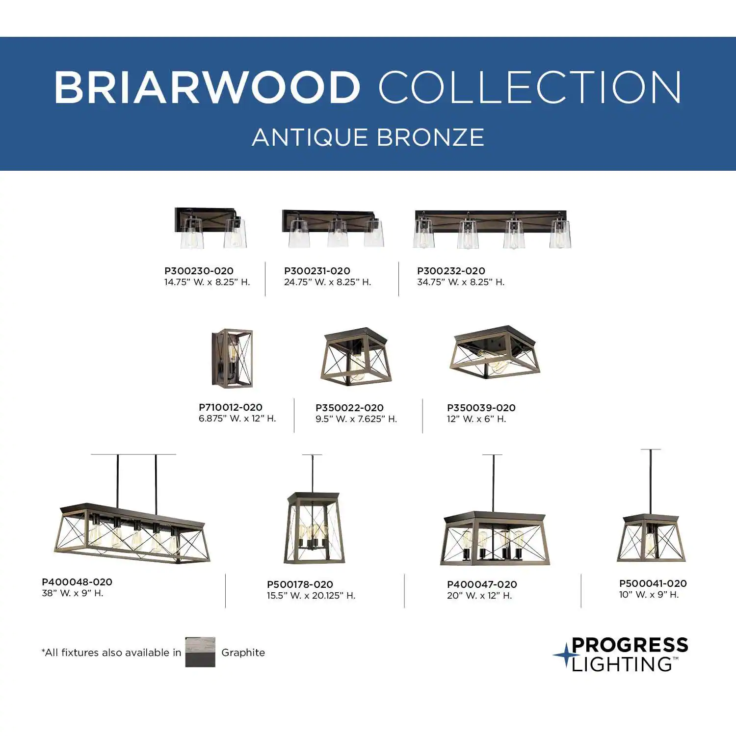 Progress Lighting Briarwood Collection 5-Light Antique Bronze Farmhouse Linear Island Chandelier Light
