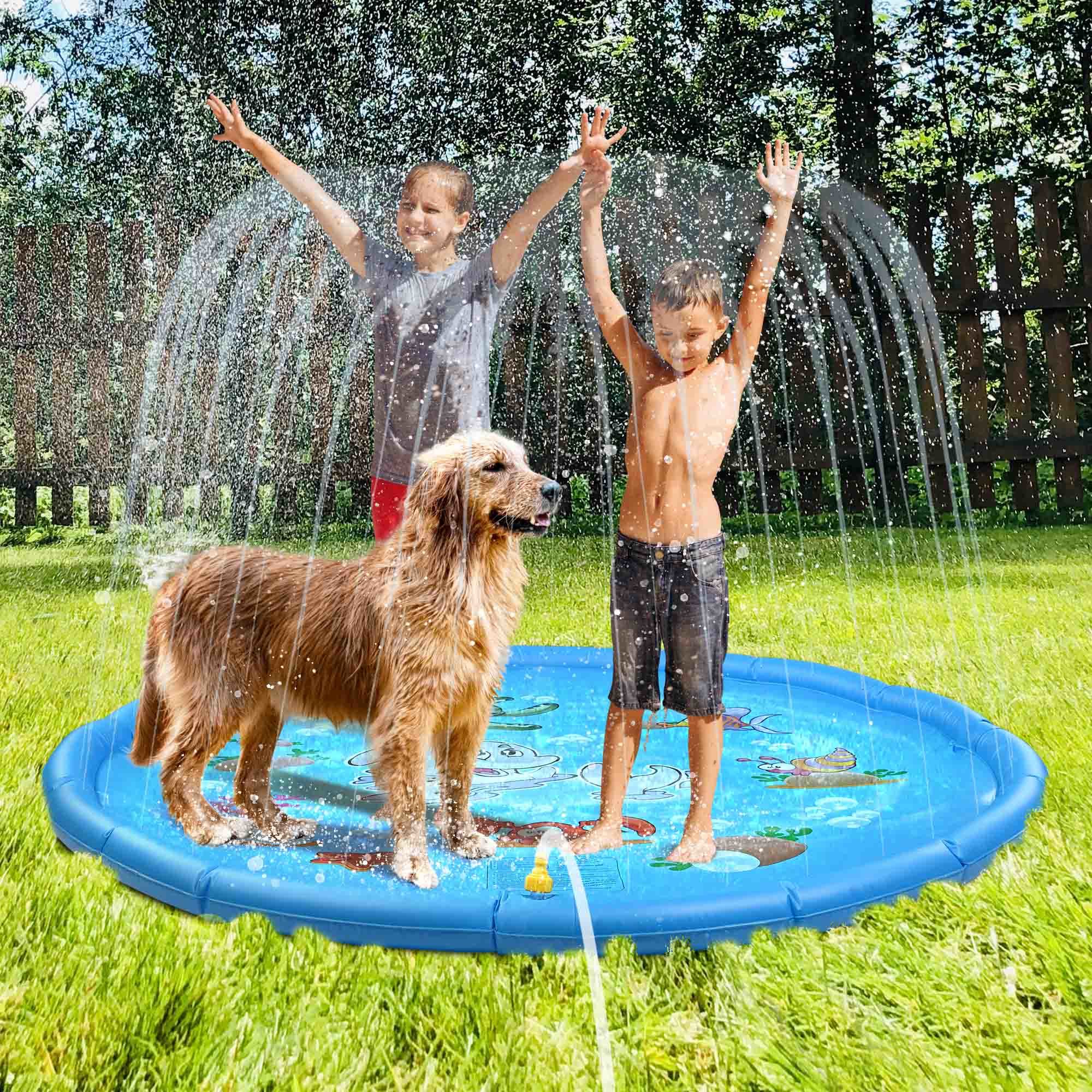 170cm Water Play Mat for Kids Inflatable Round Water Splash Play Pools Playing Sprinkler Mat Yard Water Spray Pad