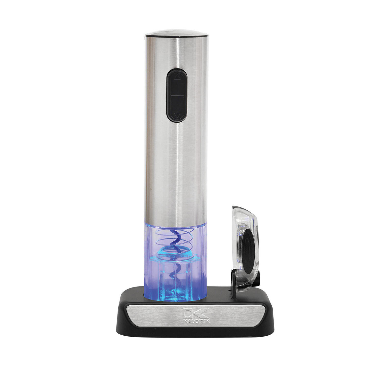 Kalorik Electric Wine Bottle Opener. Charging Base. Foil Cutter. Stainless Steel.