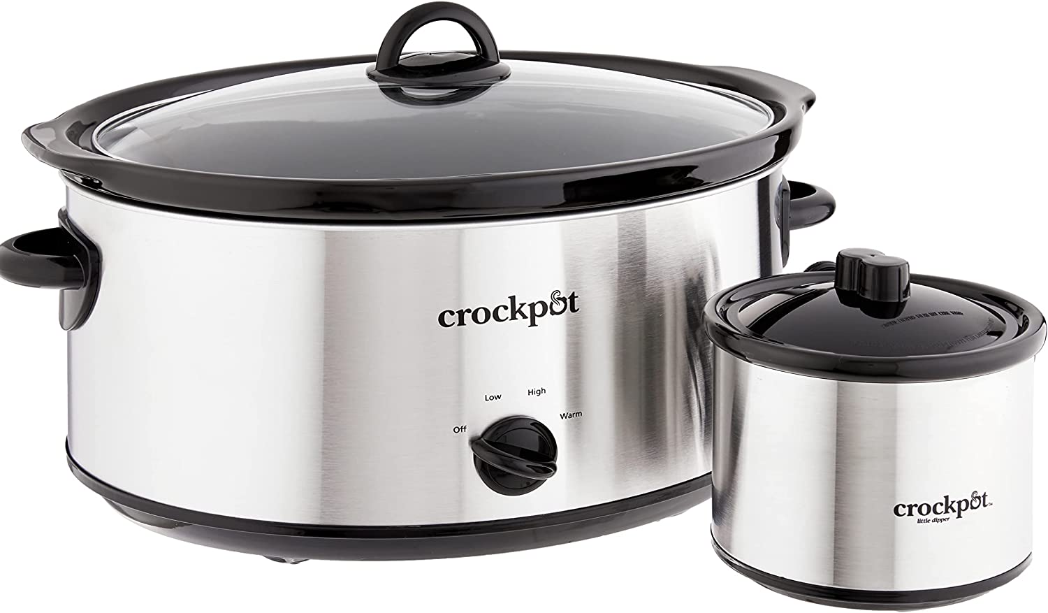 Crock-Pot Large 8 Quart Slow Cooker with Mini 16 Ounce Food Warmer. Stainless Steel