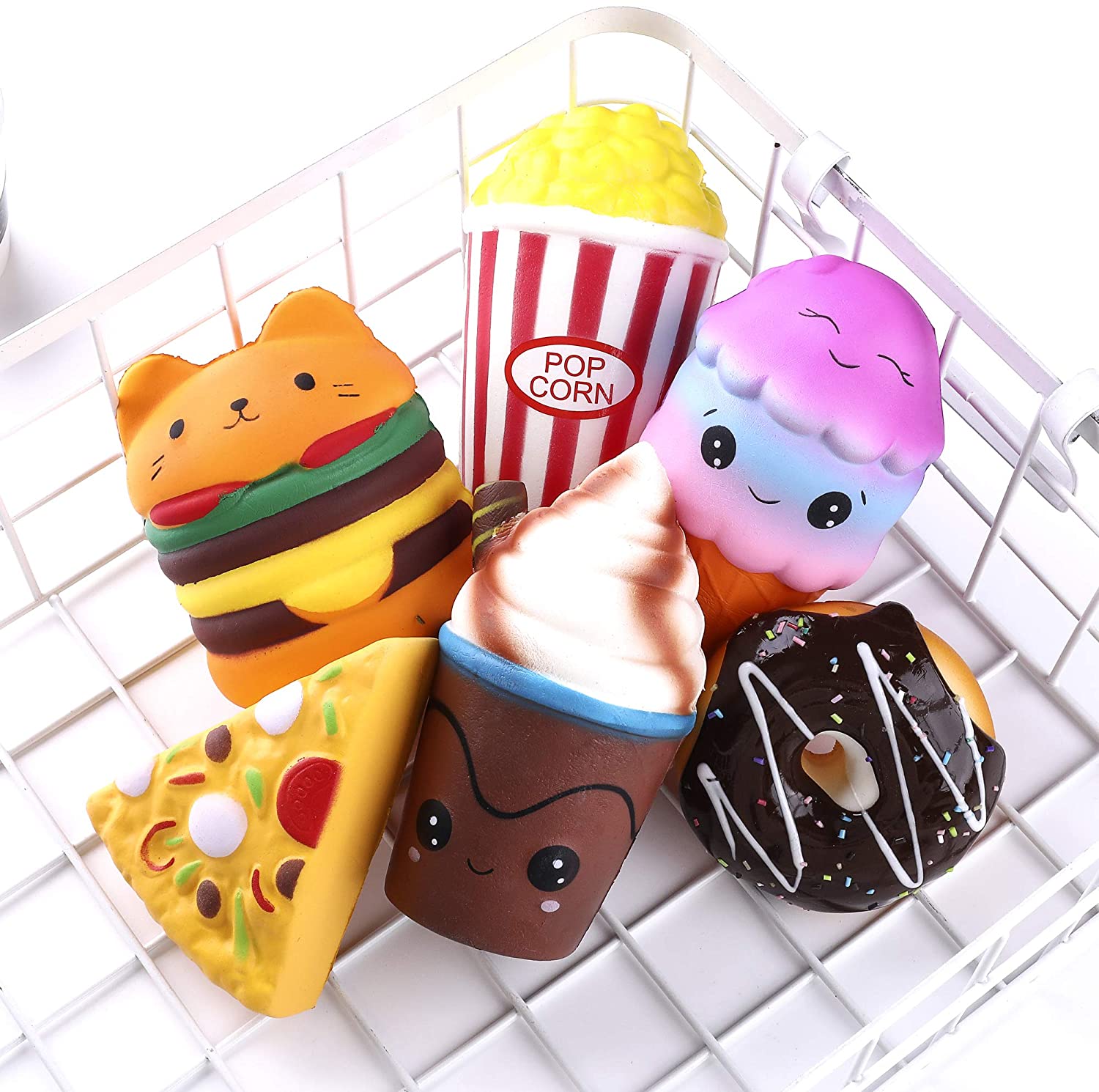 Squishy Toys Jumbo squishies. Hamburger Popcorn Cake Ice for Kids. 6pcs