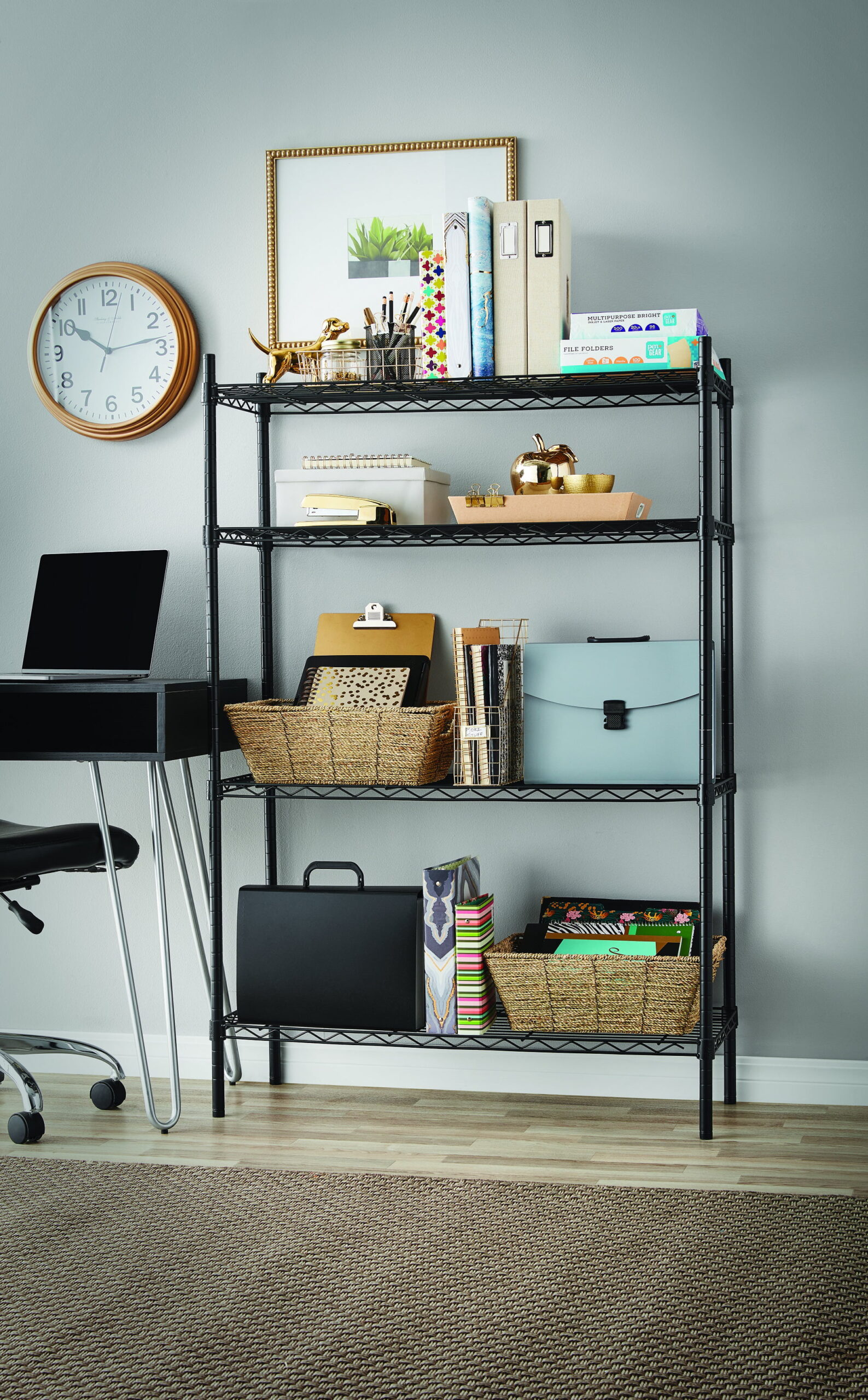 Hyper Tough 4 Tier Wire Shelf Unit. Black. Capacity 1400 lbs